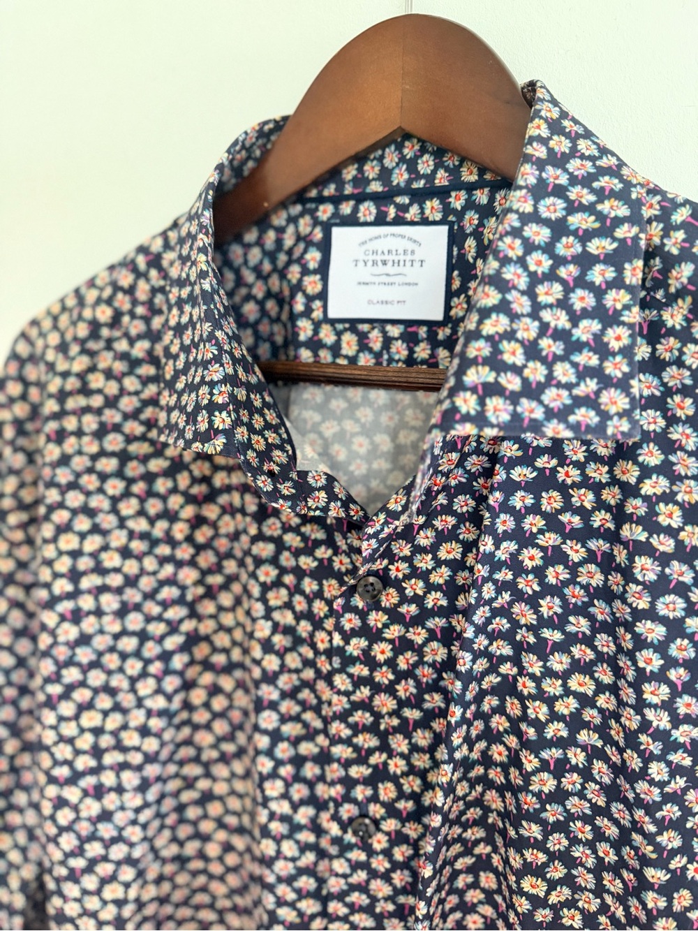 Charles Tyrwhitt Navy Floral Button-Down Shirt